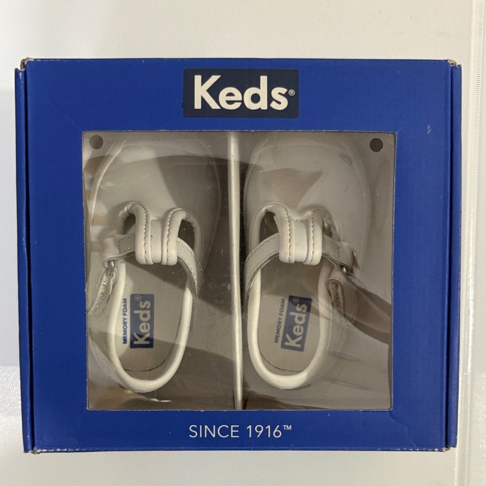 Keds White T-Strap Baby Walker Shoes